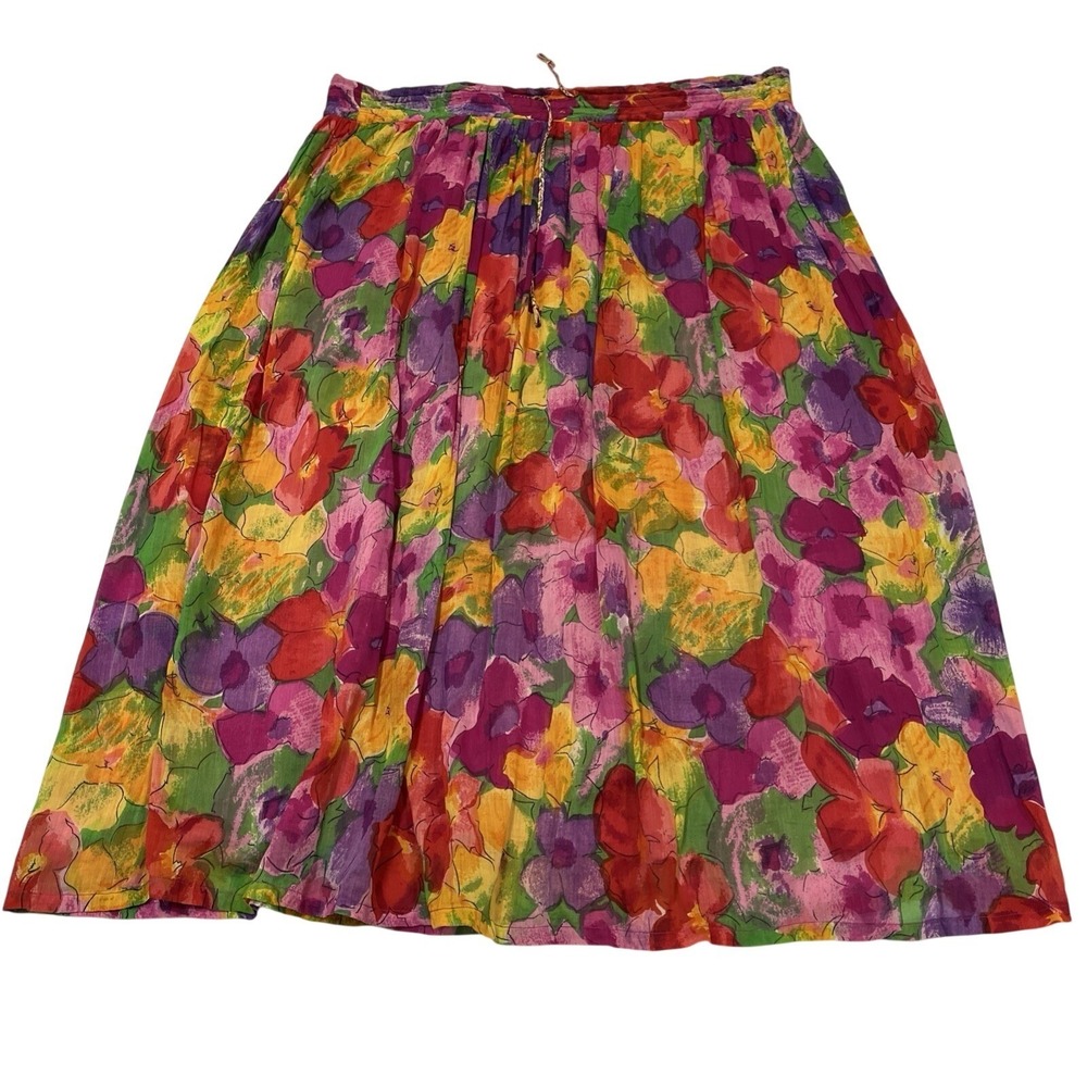 Pebble Court Skirt Bright Colorful Pull On Womens L Tropical‎ Vacation Resort